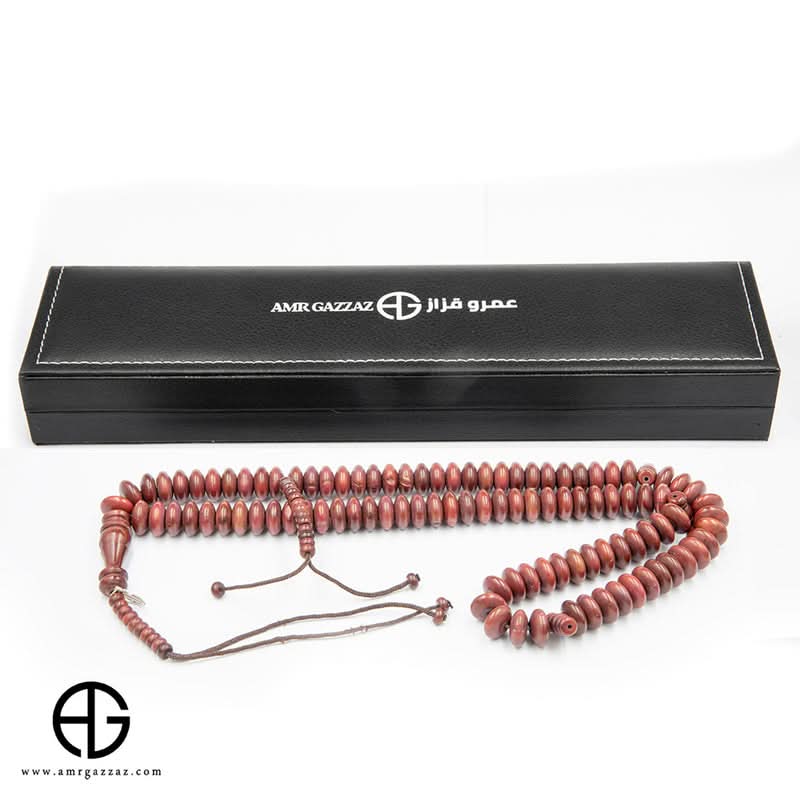 Kauk Stone Prayer Beads, 8Mm, Inlaid With Silver