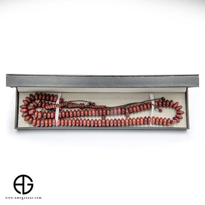 Kauk Stone Prayer Beads, 8Mm, Inlaid With Silver