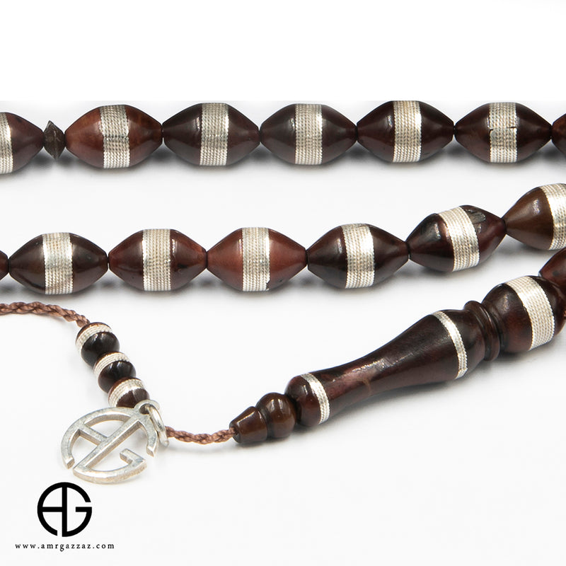 Kauk Prayer Beads Inlaid With Silver