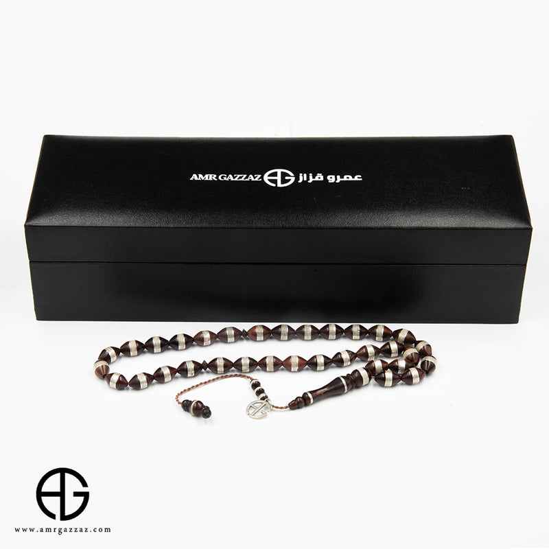 Kauk Prayer Beads Inlaid With Silver
