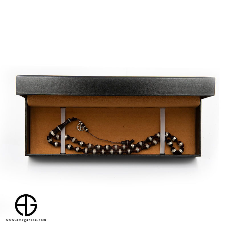 Kauk Prayer Beads Inlaid With Silver