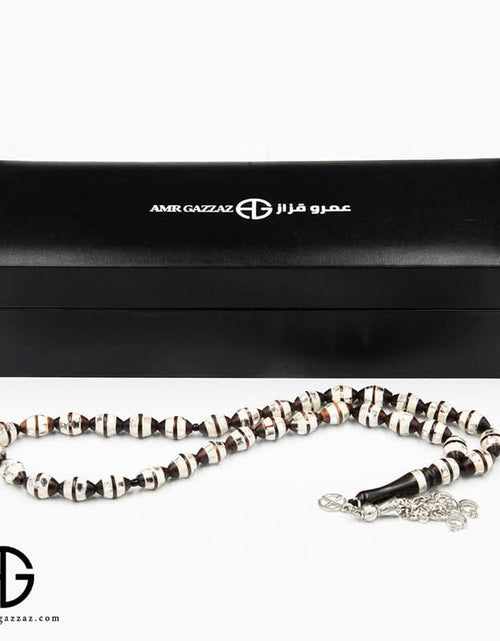 تحميل الصورة إلى عارض المعرض، سبحة صلاة من حجر كوك، 10 مم، مرصعة بمرايا عاجية وبنية
