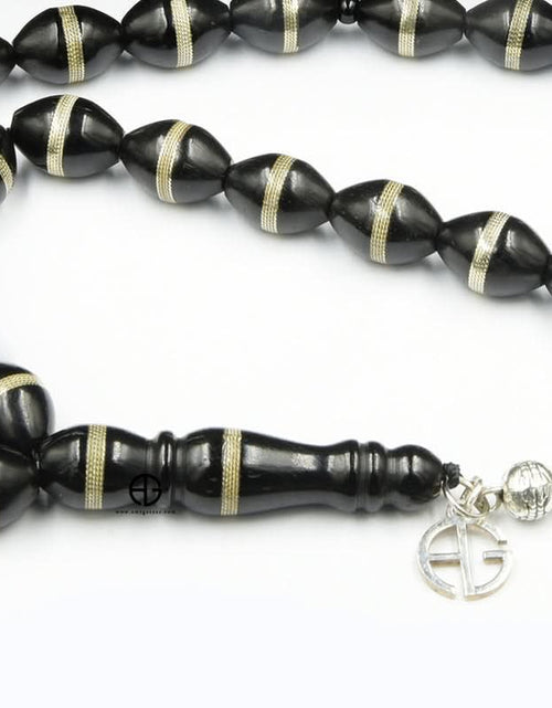 تحميل الصورة إلى عارض المعرض، مسبحة كوك مع تطعيم نحاسي مطلي بالفضة، ٣٣ حبة
