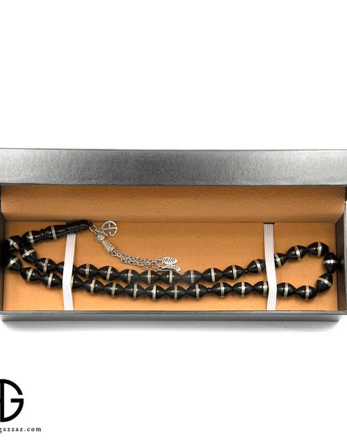 تحميل الصورة إلى عارض المعرض، مسبحة كوك مع تطعيم نحاسي مطلي بالفضة، ٣٣ حبة
