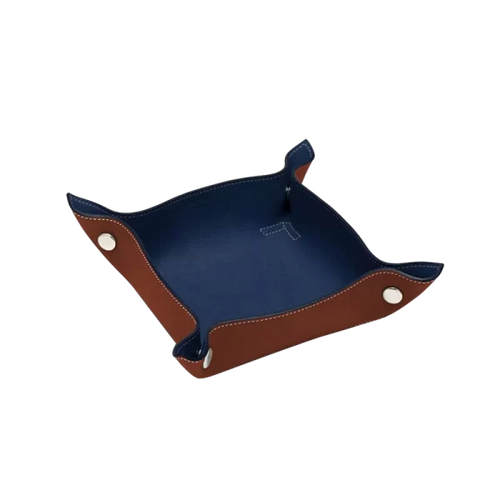 Load image into Gallery viewer, CALF LEATHER SERVING TRAY – ORGANGE &amp; BLUE
