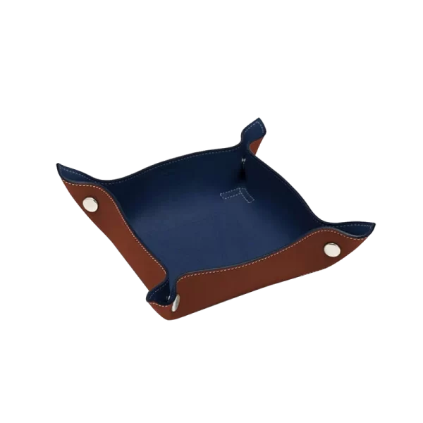 CALF LEATHER SERVING TRAY – ORGANGE & BLUE