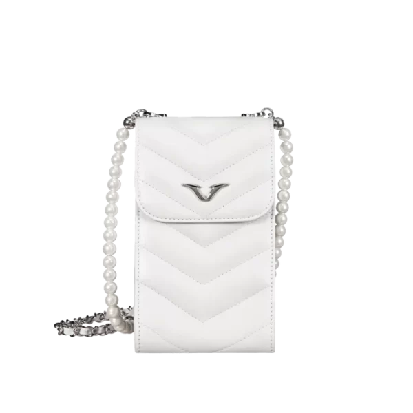 VERTU WHITE AND BLACK PEARL CHAIN BAG White