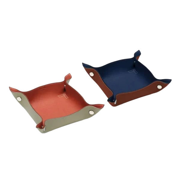 CALF LEATHER SERVING TRAY – ORGANGE & BLUE