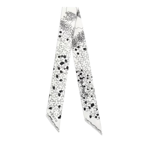 Load image into Gallery viewer, SEASON-DAIGO SIGNATURE FLORAL PRINT SILK SKINNY SCARF – WHITE
