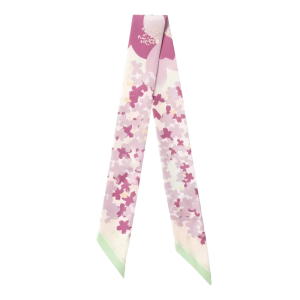 SEASON-DAIGO SIGNATURE FLORAL PRINT SILK SKINNY SCARF – CERISE