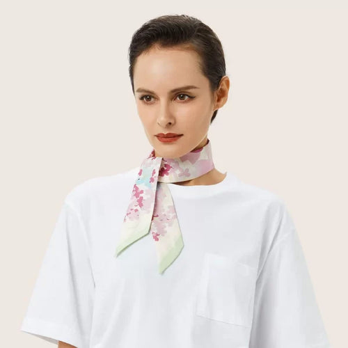 Load image into Gallery viewer, SEASON-DAIGO SIGNATURE FLORAL PRINT SILK SKINNY SCARF – CERISE
