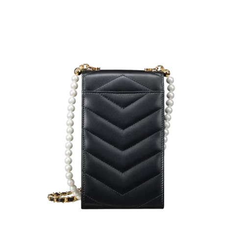 تحميل الصورة إلى عارض المعرض، VERTU WHITE AND BLACK PEARL CHAIN BAG Black
