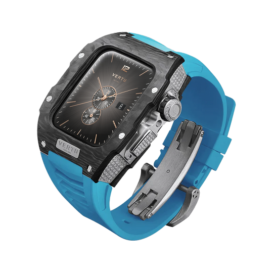 ساعة ميتا ووتش الذكية باللون الأسود الماسي - سوار أزرق