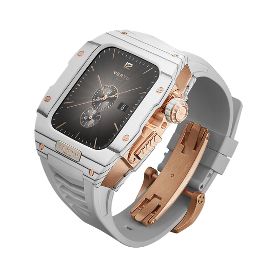 ساعة ميتا ووتش الذكية باللون الأبيض الذهبي - حزام ساعة أبيض