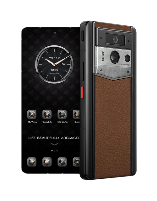 Load image into Gallery viewer, METAVERTU 2 CALFSKIN WEB3 AI PHONE – CARAMEL BROWN(SILVER CASE)
