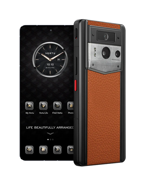 Load image into Gallery viewer, METAVERTU 2 CALFSKIN WEB3 AI PHONE – DAWNING ORANGE(SILVER CASE)
