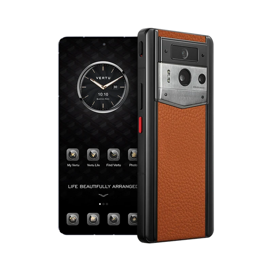 METAVERTU 2 CALFSKIN WEB3 AI PHONE – DAWNING ORANGE(SILVER CASE)