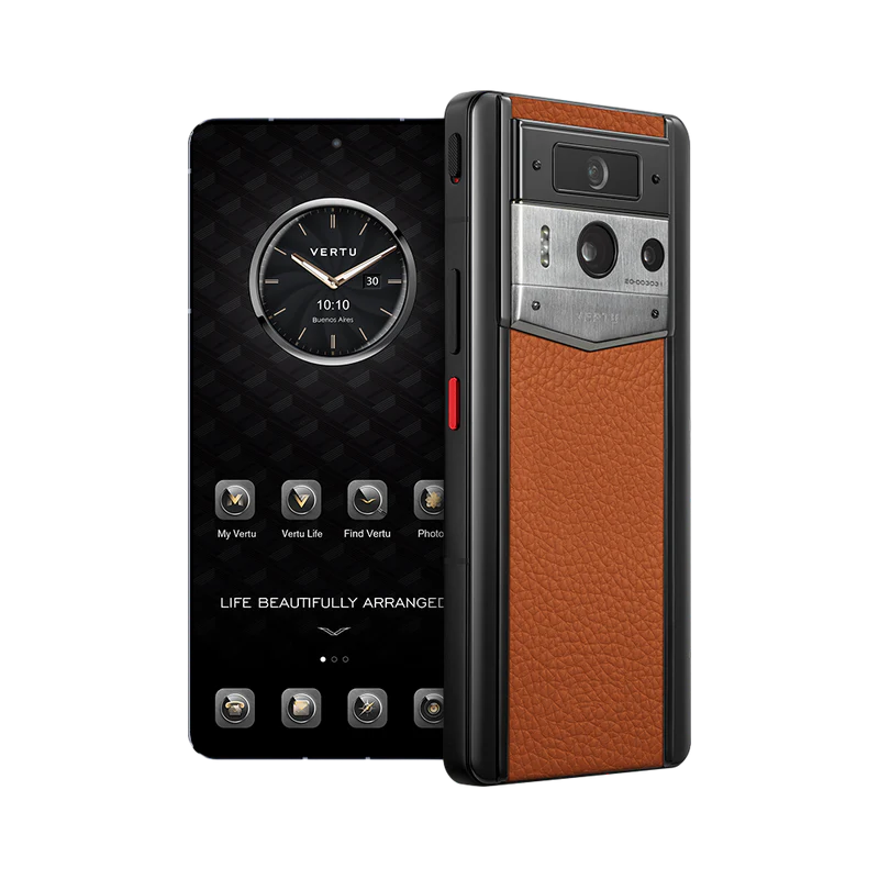 METAVERTU 2 CALFSKIN WEB3 AI PHONE – DAWNING ORANGE(SILVER CASE)