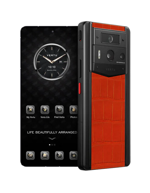 Load image into Gallery viewer, METAVERTU 2 ALLIGATOR SKIN WEB3 AI PHONE – PHOENIX ORANGE
