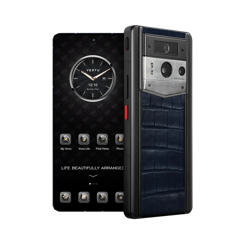 METAVERTU 2 ALLIGATOR SKIN WEB3 AI PHONE – NAVY BLUE(SILVER CASE)