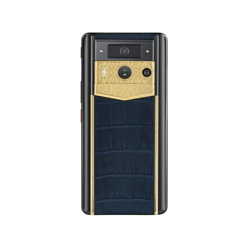 Load image into Gallery viewer, METAVERTU 2 LUXURY CUSTOM-MADE LOTUS MEMORY WITH ALLIGATOR SKIN WEB3 AI PHONE – NAVY BLUE
