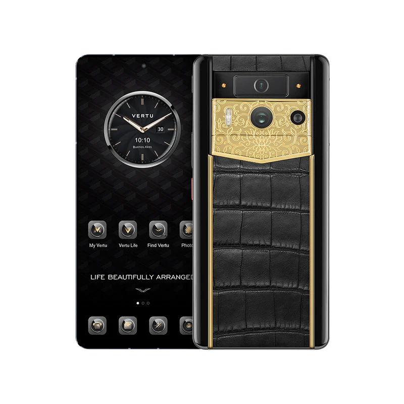 METAVERTU 2 LUXURY CUSTOM-MADE LOTUS CLUSTER WITH ALLIGATOR SKIN WEB3 AI PHONE – BLACK