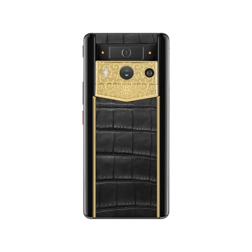 Load image into Gallery viewer, METAVERTU 2 LUXURY CUSTOM-MADE LOTUS CLUSTER WITH ALLIGATOR SKIN WEB3 AI PHONE – BLACK
