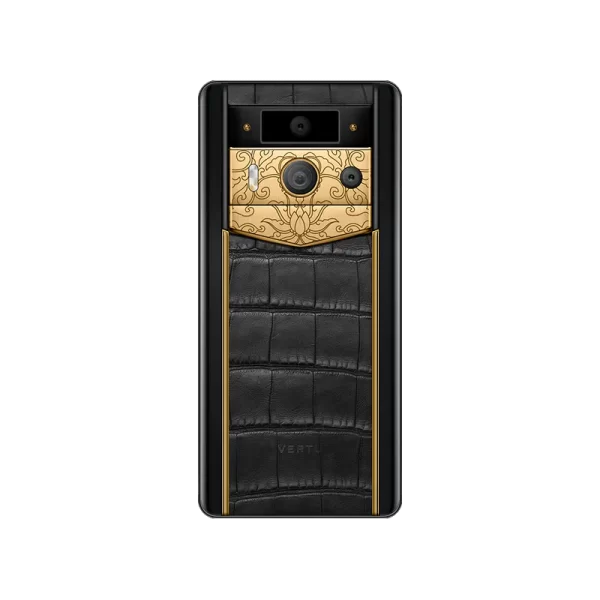 METAVERTU 2 LUXURY CUSTOM-MADE GOLDEN LOTUS WHISPER WITH ALLIGATOR SKIN WEB3 AI PHONE – BLACK