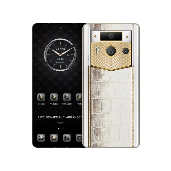 METAVERTU 2 CUSTOMIZED HIMALAYA ALLIGATOR SKIN WEB3 AI PHONE – WHITE