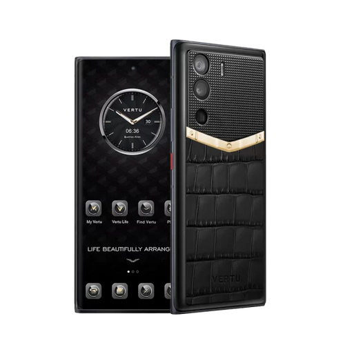 Load image into Gallery viewer, METAVERTU ALLIGATOR SKIN GOLD V 5G WEB3 PHONE – BLACK
