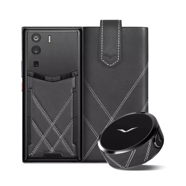 METAVERTU STITCHING CALFSKIN 5G WEB3 PHONE SET – BLACK