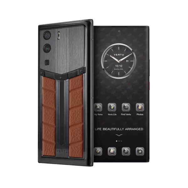 METAVERTU RACE TRACK DESIGN CALFSKIN WEB3 PHONE – BROWN