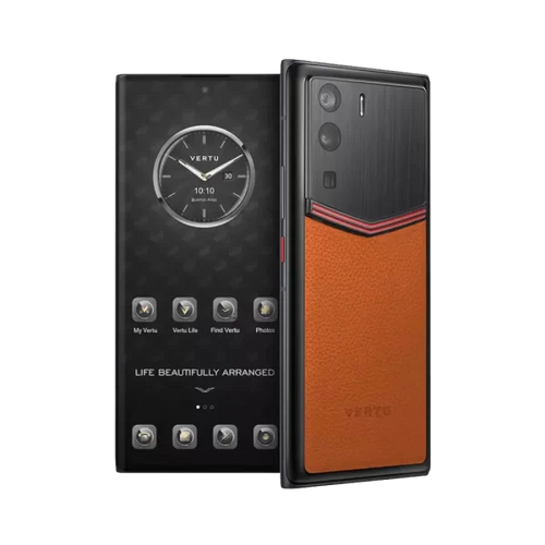 Load image into Gallery viewer, METAVERTU ENAMELED CALFSKIN 5G WEB3 PHONE – ORANGE
