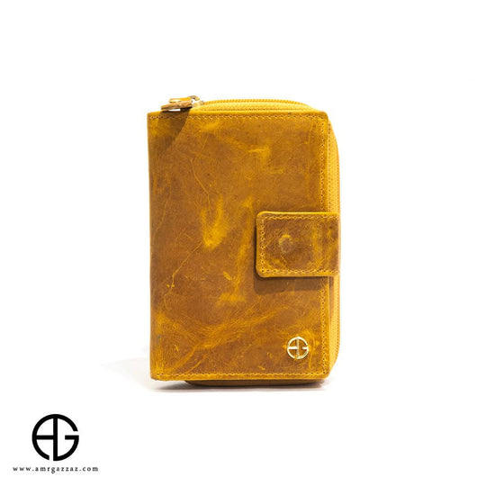 AG Classic Zip-Around Leather Wallet – Mustard Edition