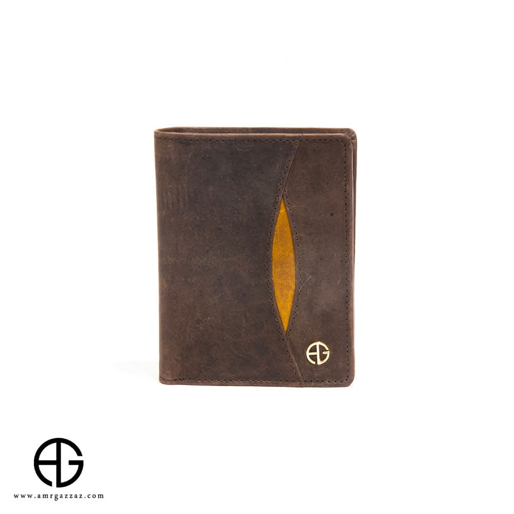 AG Wave-Cut Leather Wallet – Mustard Inset Edition