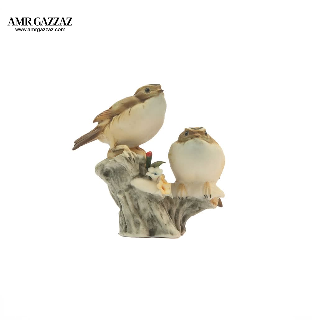 Vintage napoli capidomente couple brown  birds on branch