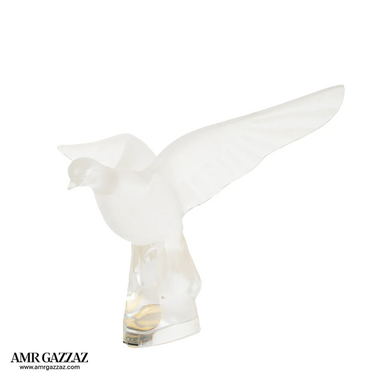 LARGE LALIQUE CRYSTAL BIRD FIGURINE
