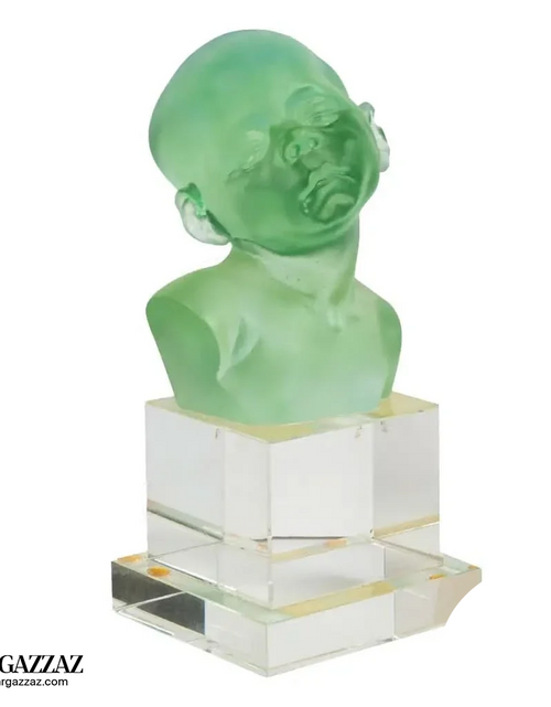 Load image into Gallery viewer, A PATE-DE-VERRE BABY HEAD &nbsp;GLASS SCULPTURE
