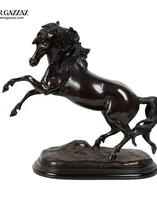 Load image into Gallery viewer, Stunning Galloping Horse Figurine in solid Bronze with Marble Base Western Decor
