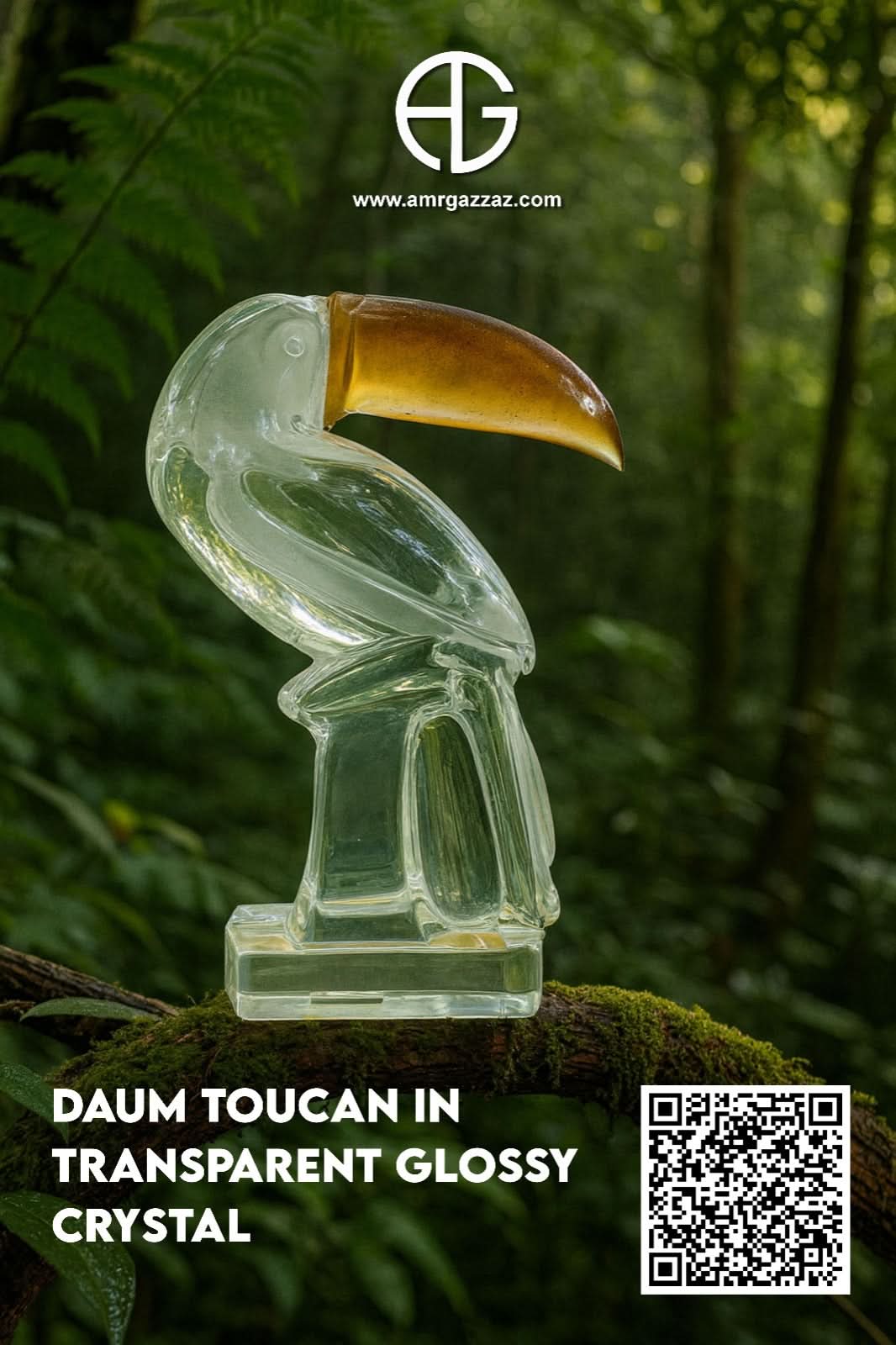 Toucan in transparent glossy crystal by Daum france