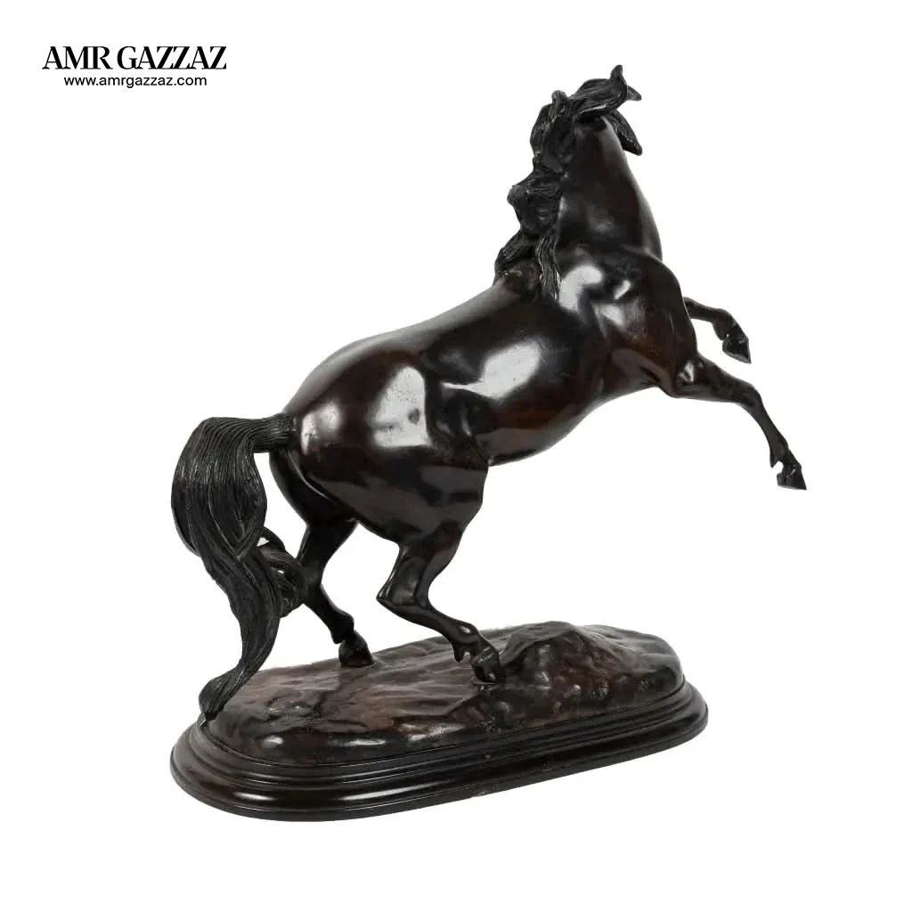 Stunning Galloping Horse Figurine in solid Bronze with Marble Base Western Decor
