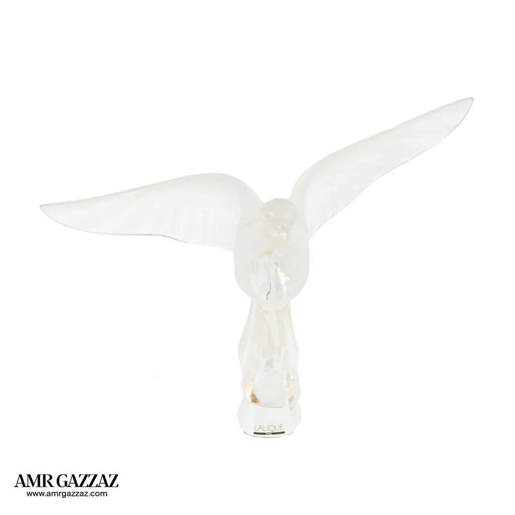 LARGE LALIQUE CRYSTAL BIRD FIGURINE