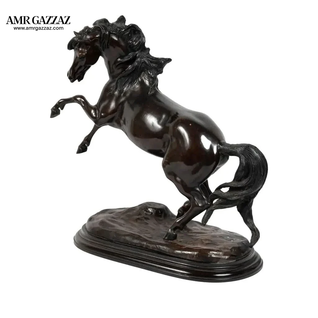 Stunning Galloping Horse Figurine in solid Bronze with Marble Base Western Decor