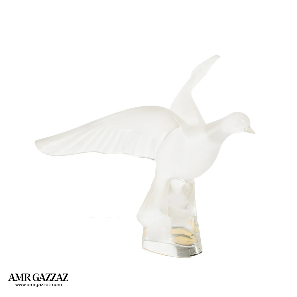 LARGE LALIQUE CRYSTAL BIRD FIGURINE
