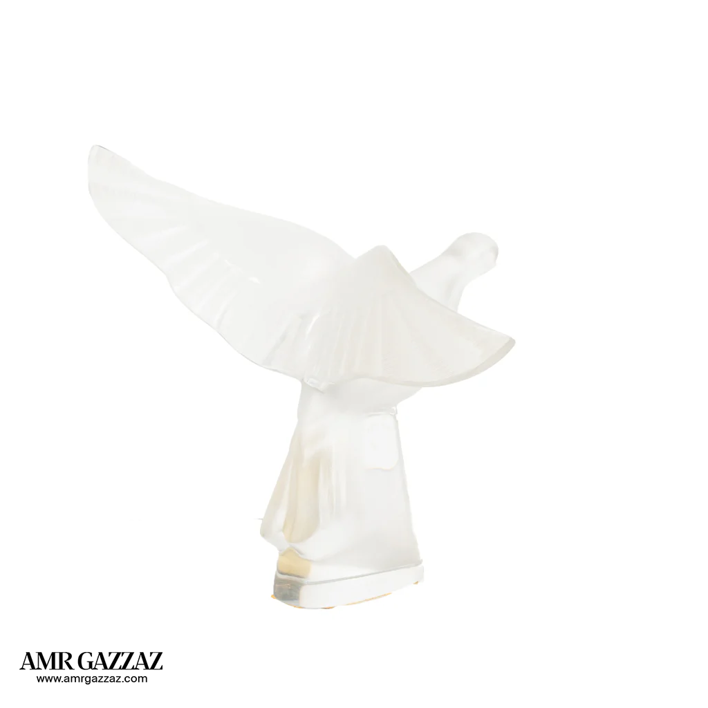 LARGE LALIQUE CRYSTAL BIRD FIGURINE