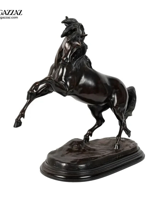Load image into Gallery viewer, Stunning Galloping Horse Figurine in solid Bronze with Marble Base Western Decor
