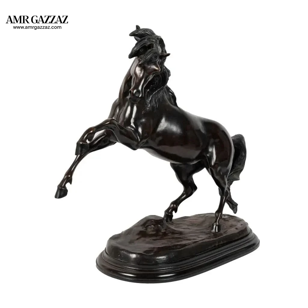 Stunning Galloping Horse Figurine in solid Bronze with Marble Base Western Decor