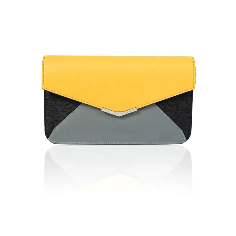 Fendi Tricolor Leather Envelope Clutch