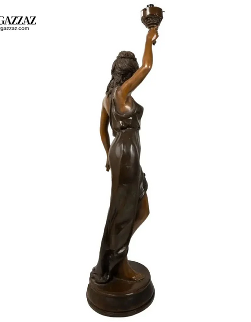 Load image into Gallery viewer, LAMP OF BRONZE LADY WITH TORCH
