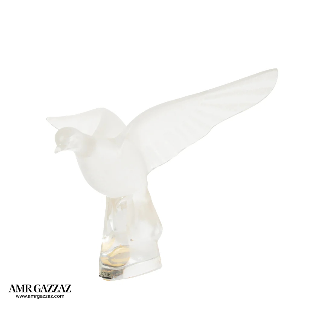 LARGE LALIQUE CRYSTAL BIRD FIGURINE